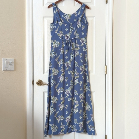 Jackpot by Carli Gry 90's Vintage Floral Sleeveless Sheath Maxi Dress Blue 1 - Picture 10 of 14